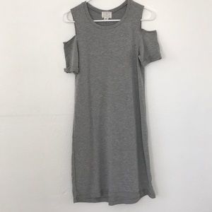 soft tee shirt dress with shoulder cutouts